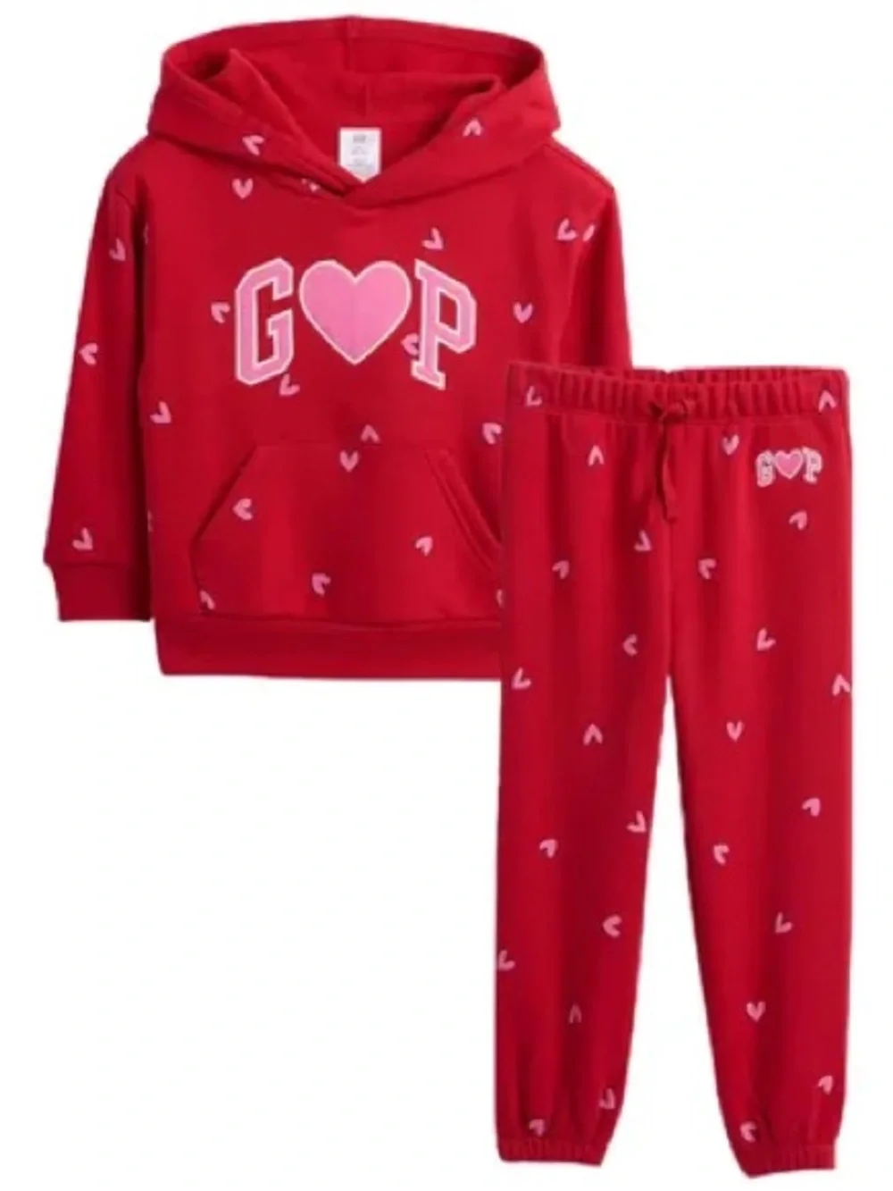 GAP Red Heart Print Hoodie & Jogger Set | Size 4 | Cute Heart Outfit ❤️